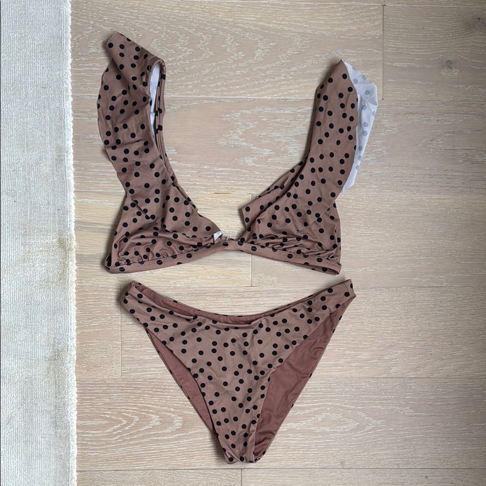Brown Polka Dot Bikini Set